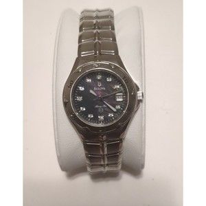 Bulova rare black MOP and diamond marine star watch 96P12